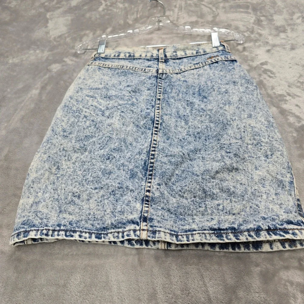 Chic Denim Skirt Womens 7 Blue Acid Wash High Waisted Vintage USA Retro Pencil